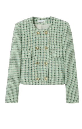 Double-breasted tweed jacket - Women | Mango USA