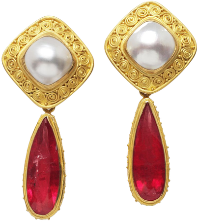 vintage Pearl and ruby earrings
