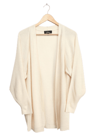 Cream Knit Cardigan - Open-Front Cardigan Sweater - Knit Sweater