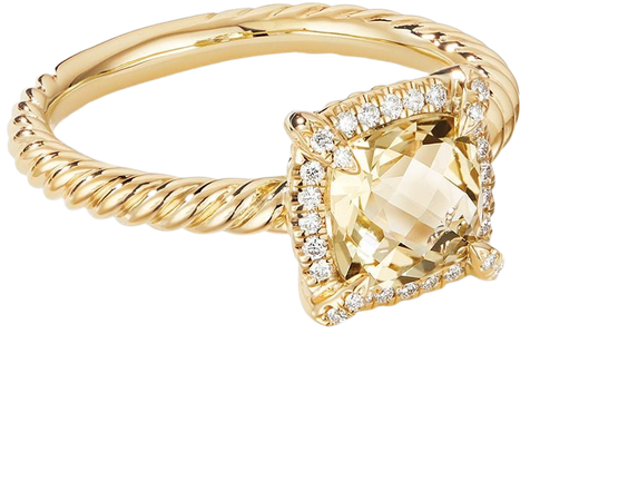 David Yurman 18kt Yellow Gold Petite Chatelaine Citrine And Pavé Diamond Ring - Farfetch