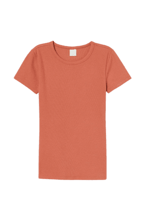 Ribbed Cotton T-shirt - Orange