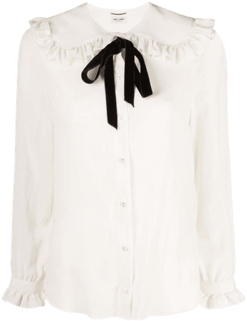 Shop Saint Laurent Peter Pan-collar silk blouse with Express Delivery - FARFETCH