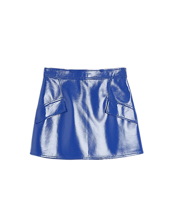 Blue faux leather mini skirt | River Island