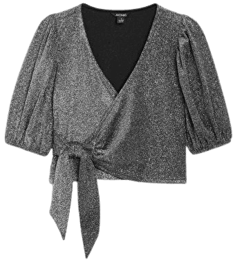Wrap blouse - Silver-coloured glitter - Shirts & Blouses - Monki WW