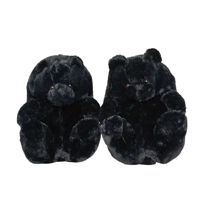 Cute Bear Shape Warmth Comfortable Fuzzy Fleece House Slippers In BLACK | ZAFUL 2024