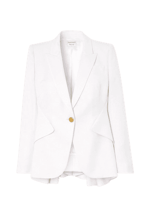 White Wool-twill peplum blazer | Alexander McQueen | NET-A-PORTER