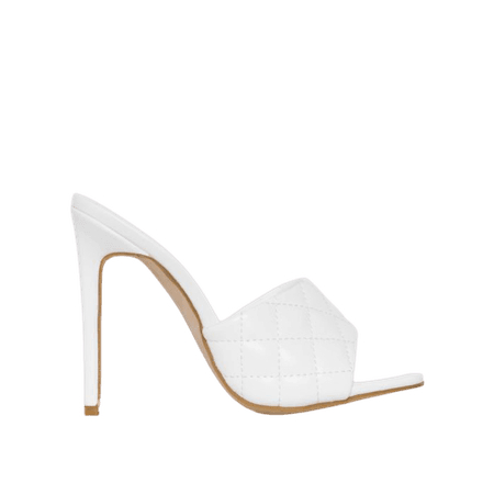 Marian White Quilted Mule Heels