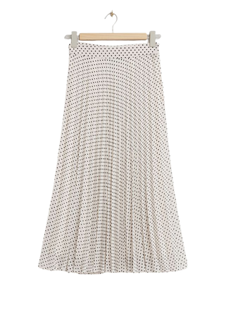 A-Line Midi Plissé Skirt - White/Black Spotted - Midi skirts - & Other Stories US