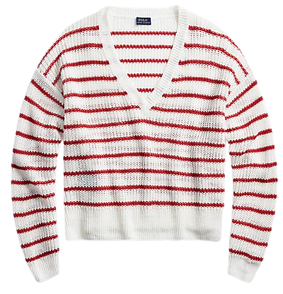 Striped Linen V-Neck Sweater