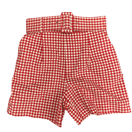 ZARA RED GINGHAM SHORTS SIZE SMALL HIGH WAISTED... - Depop