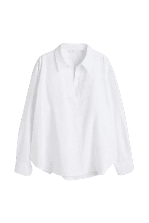 Linen-blend Shirt - White - Ladies | H&M US