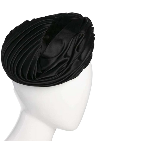 Vintage Christian Dior Black Silk Satin Turban hat at 1stDibs | black silk turban, dior turban, turban dior