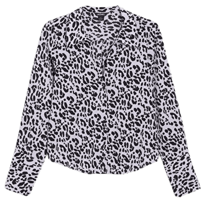 Lilac leo print button up blouse - Lilac leopard - Monki WW