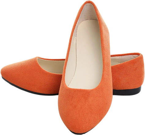 Amazon.com | Dear Time Women Casual Flat Shoes Comfortable Slip on Pointed Toe Ballet Flats Orange US 7.5 | Flats