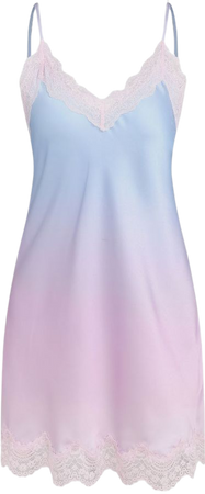 Satin Gradient Lace Slip Dress - Cider