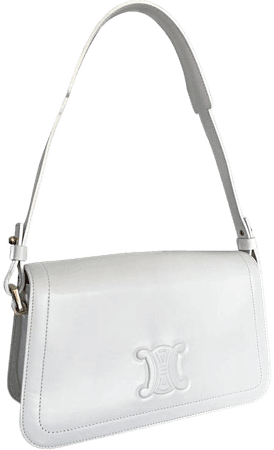 Vintage Celine New White Leather Structured Shoulder Bag Convertible Clutch For Sale at 1stdibs