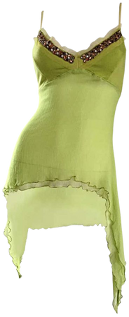 Exquisite Alexander McQueen c. 2004 BNWT Chartreuse Green Chiffon Jeweled Top For Sale at 1stdibs