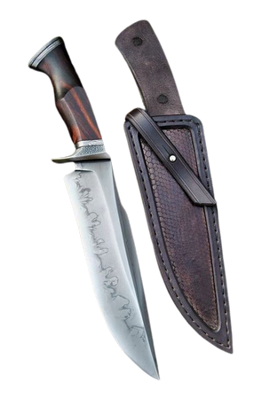 Damascus Knife and Leather Sheath