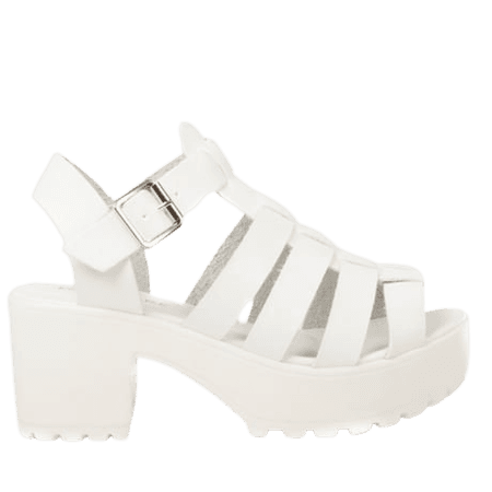 Korkys Shoes - chunky block heel sandal - d13 white