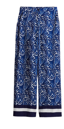 Wide-leg Pants - Regular waist - Long -Dark blue/patterned -Ladies | H&M US