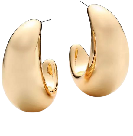Shop Kenneth Jay Lane Polished 14K-Gold-Plated Chubby Tapered Hoop Earrings | Saks Fifth Avenue