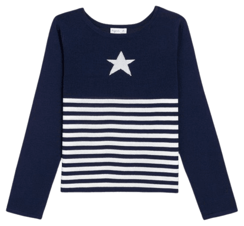 blue and white striped Star sweater
