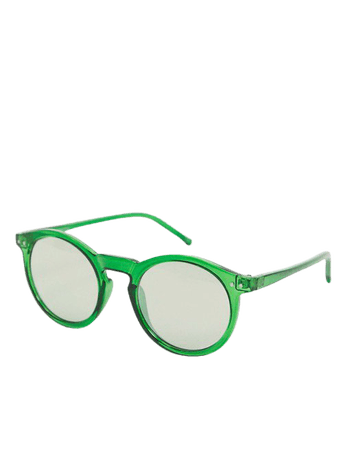 ASOS DESIGN round plastic sunglasses in green | ASOS