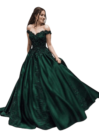 dark green ball gown formal prom dress lace