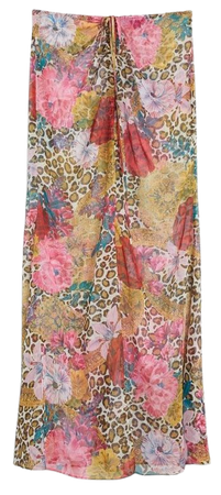 Leopard Floral Ruched Beach Skirt | Karen Millen