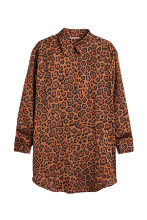 H&M+ Satin Shirt - Brown/leopard print - Ladies | H&M US