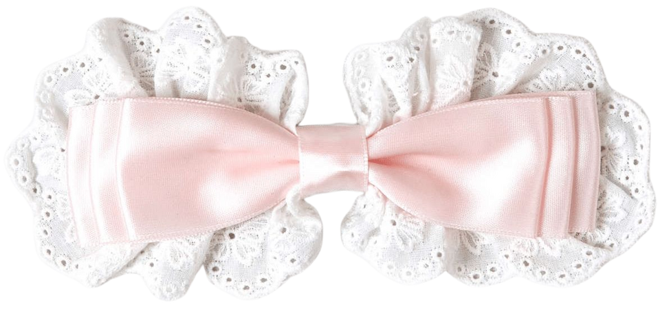 white and pink hair bow