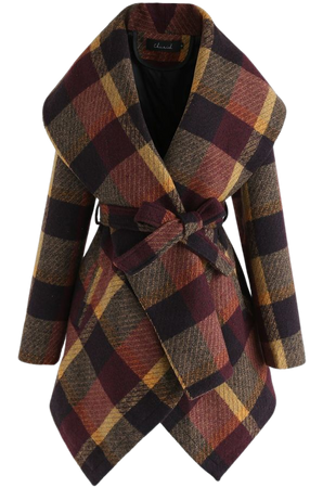Prairie Check Rabato Coat in Plum - Retro, Indie and Unique Fashion