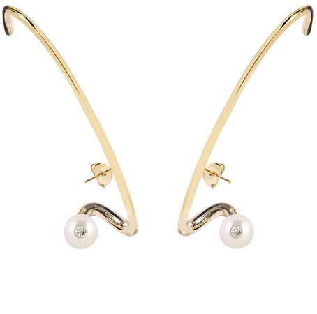 18k Yellow Gold Crescendo Flare Pearl Single Earring By Katkim | Moda Operandi