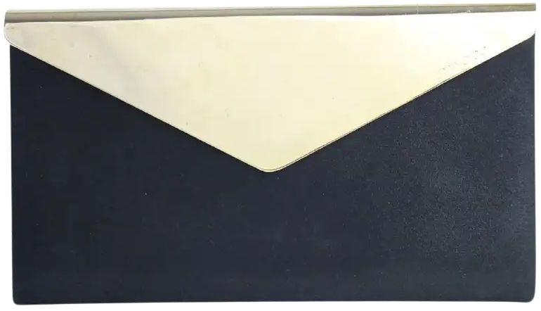 VINTAGE Jimmy Choo Envelope 24mr0627 Black X Gold Suede Leather Clutch