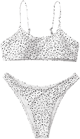 SweatyRocks Women's Bathing Suits Spaghetti Strap Leopard Print Thong Bikini Swimwear Set : Clothing, Shoes & Jewelry
