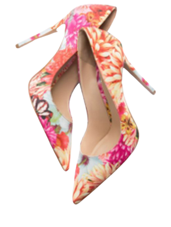 bright pattern heels