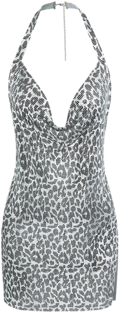 Contrast Sequin Cowl Neck Backless Slit Mini Dress – Micas