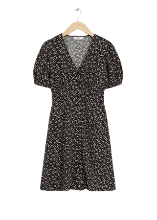 Printed Buttoned Mini Dress - Black - Mini dresses - & Other Stories US