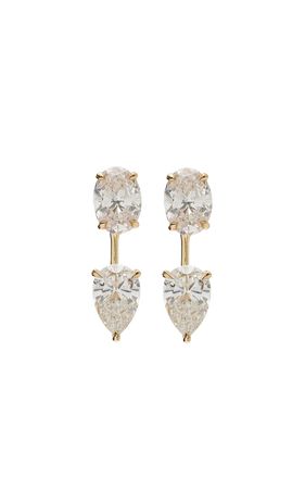 VRAI Pear Drop 14K Gold Diamond Ear Jackets