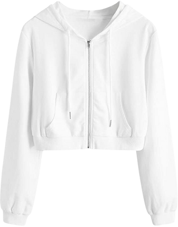 MakeMeChic Women's Long Sleeve Crop Jacket Zip Up Hooded Sweatshirt Multi Striped L at Amazon Women’s Clothing store
