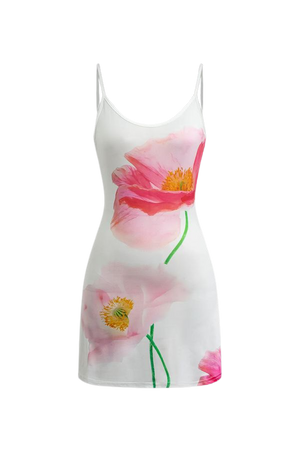 Floral Print Backless Slip Mini Dress – Micas