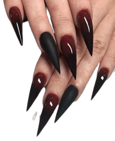 black and red stiletto nails