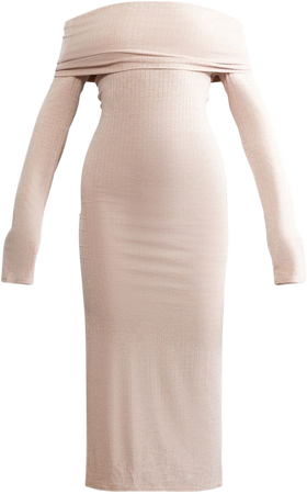 Oatmeal Brushed Jersey Bandeau Midaxi Dress | PrettyLittleThing USA