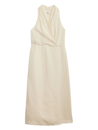 Silk-Linen Wrap-Effect Midi Dress | Banana Republic
