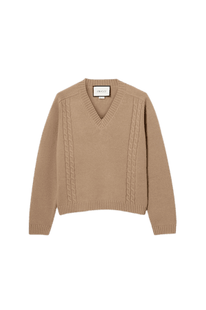 Camel Embroidered cable-knit wool sweater | Gucci | NET-A-PORTER