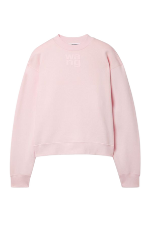 Pink Printed cotton-blend jersey sweatshirt | alexanderwang.t | NET-A-PORTER