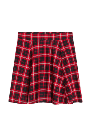 Jersey Circle Skirt - Red/plaid - Ladies | H&M US