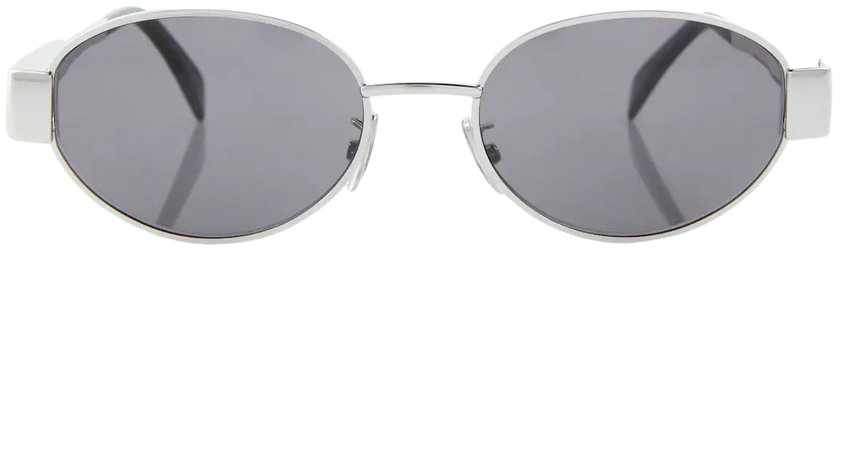 Triomphe Oval Metal Sunglasses in Silver - Celine Eyewear | Mytheresa