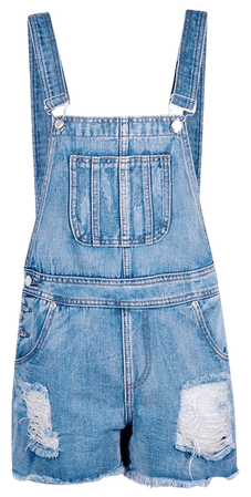 Frayed Edge Denim Overall Shorts | boohoo