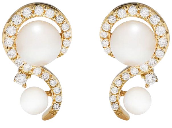 Yoko London 18kt Yellow Gold Trend Freshwater Pearl And Diamond Stud Earrings - Farfetch